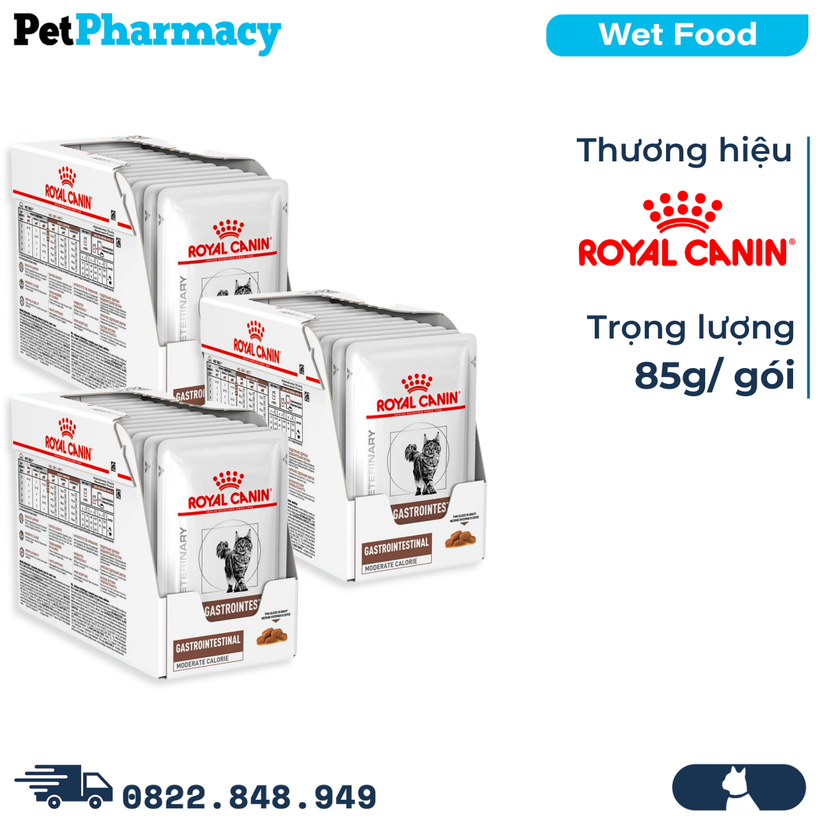  Combo Pate mèo Royal Canin Gastrointestinal Gravy 85g - Hộp 36 gói 