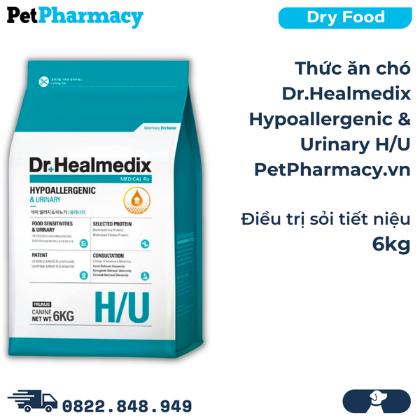  Thức ăn chó Dr.Healmedix Hypoallergenic & Urinary H/U 6kg - Điều trị sỏi tiết niệu PetPharmacy 