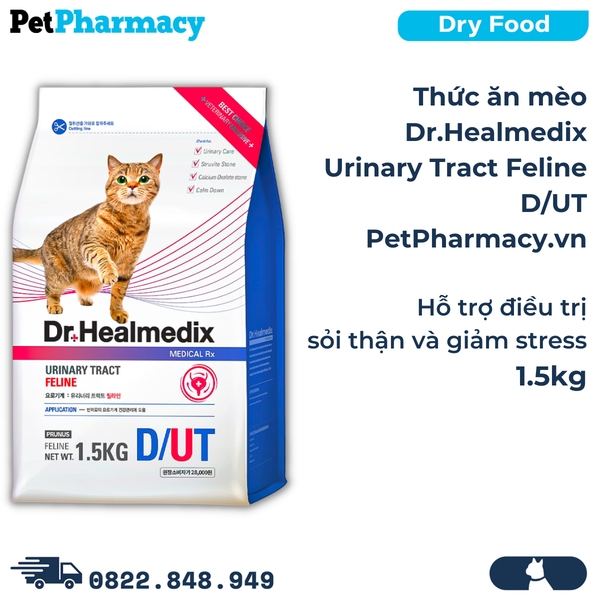  Thức ăn mèo Dr.Healmedix Urinary Tract Feline D/UT 1.5kg - Hỗ trợ điều trị sỏi thận, giảm stress PetPharmacy 