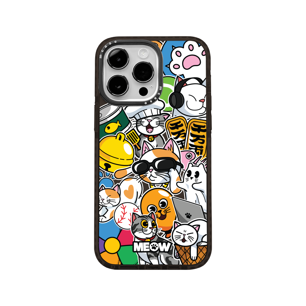  MCASE® IMPACT CASE MEOW STICKERS BLACK/WHITE 