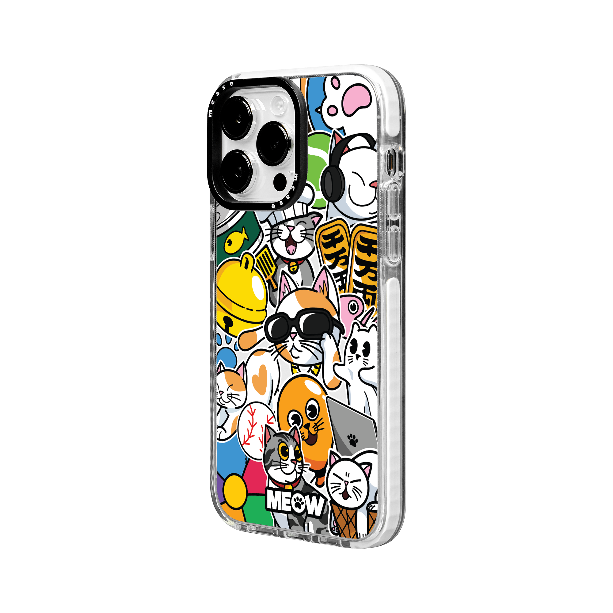  MCASE® IMPACT CASE MEOW STICKERS BLACK/WHITE 