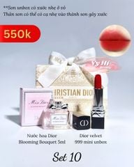 Set 10 - Combo Dior gồm 1 son 999 mini + nước hoa mini + túi giấy
