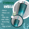 Ly Starbucks Ombre xanh navy họa tiết chéo 473ml