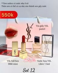 Set 12 - Combo YSL gồm 1 son 1966 mini + nước hoa mini + túi giấy pastel