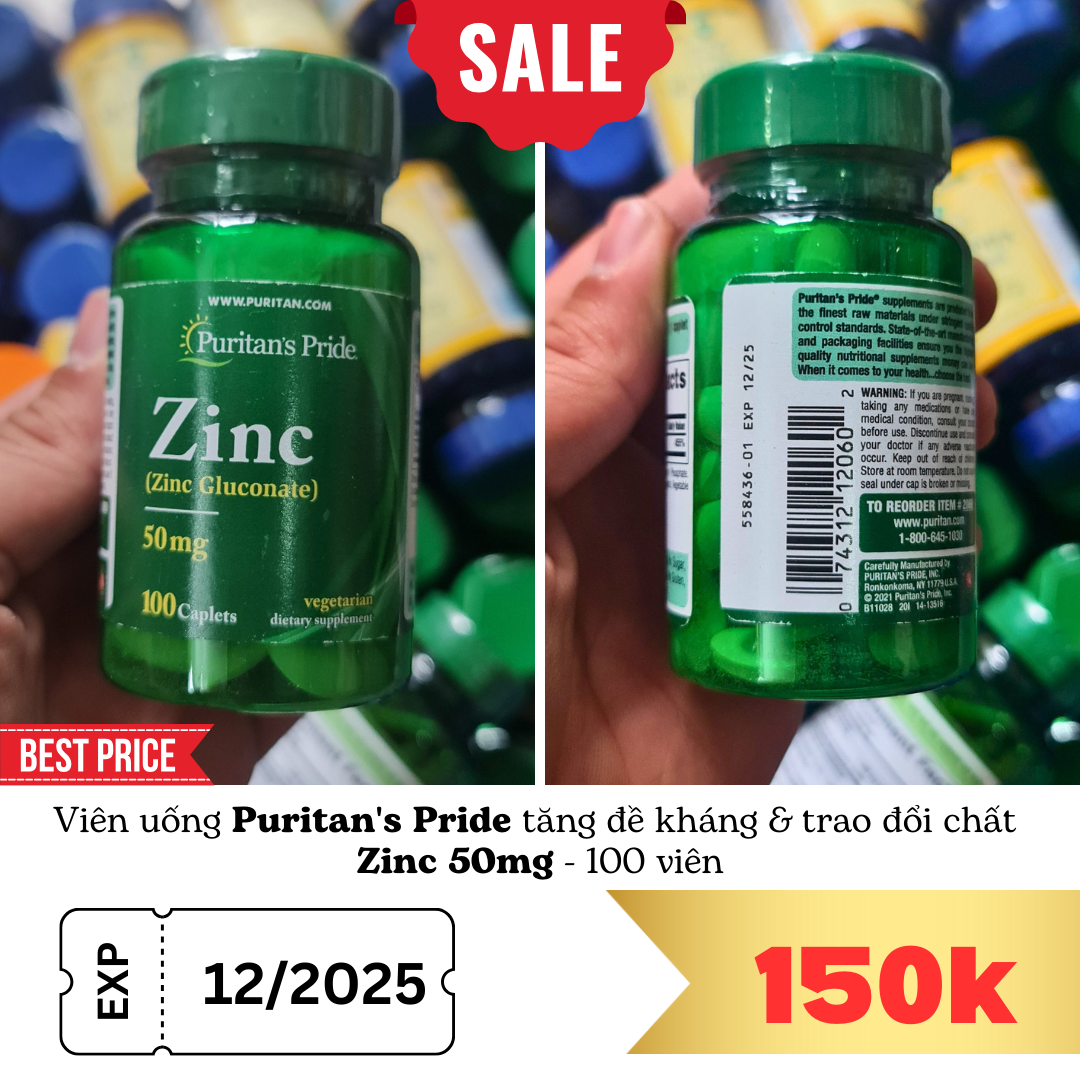 Viên uống Puritan's Pride Zinc 50mg 100 viên