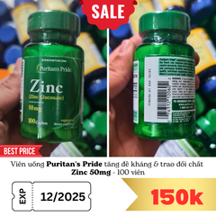 Viên uống Puritan's Pride Zinc 50mg 100 viên - tăng đề kháng và trao đổi chất