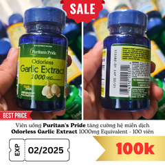 Viên uống Puritan's Pride Odorless Garlic Extract 1000mg Equivalent 100 viên