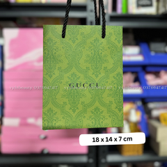 Túi giấy Gucci xanh lá họa tiết hoa văn size 18 x 14 x 7 cm