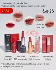 Set 15 - Combo 5 son mini gồm 2 son bóng + 2 son thỏi + 1 son kem