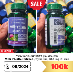 Viên uống Puritan's Pride Milk Thistle Extract 1000mg 90 viên - giải độc gan