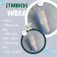 Ly Starbucks hologram studded xanh dương gai 473ml