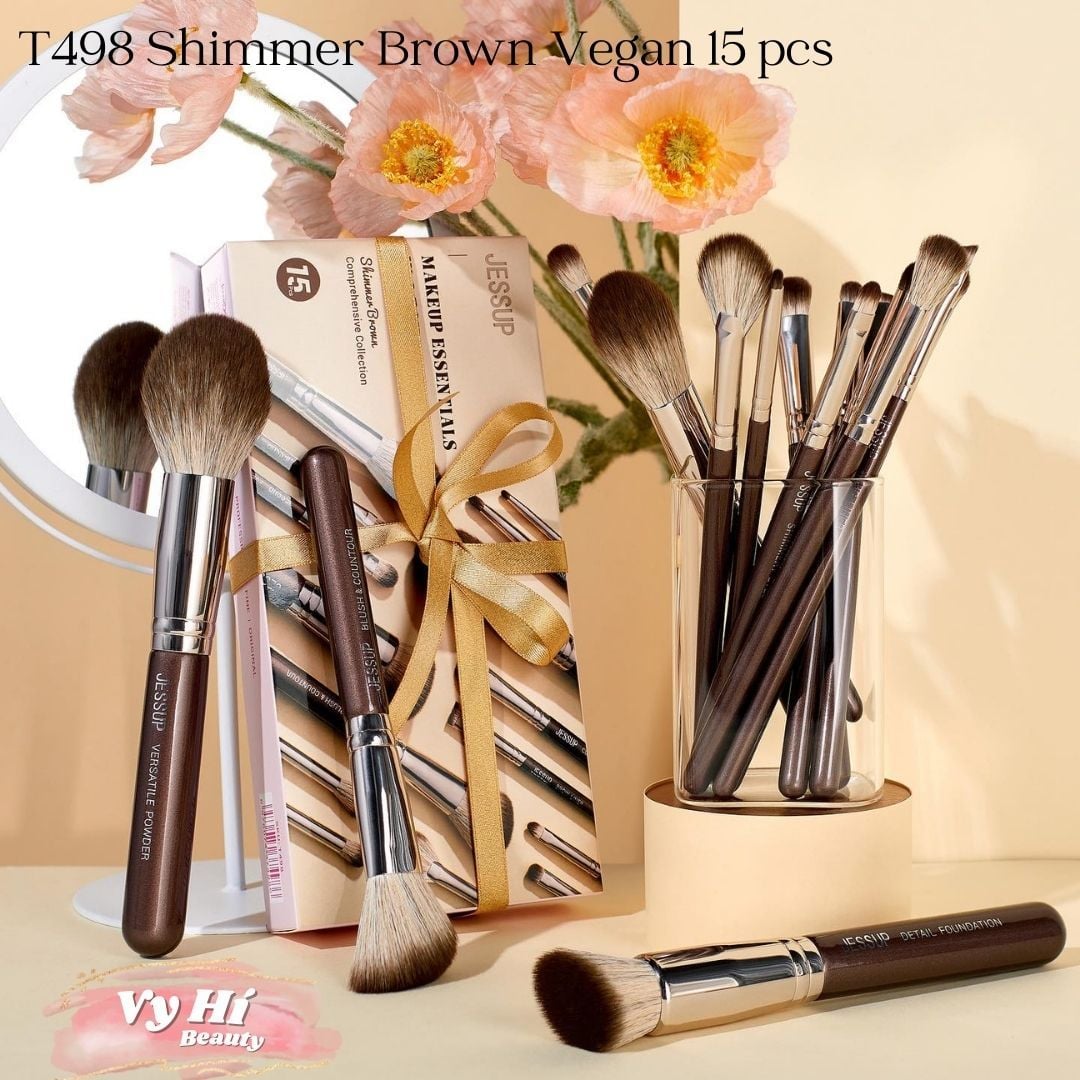 Set cọ Jessup T498 Shimmer Brown lông Vegan 15 cây