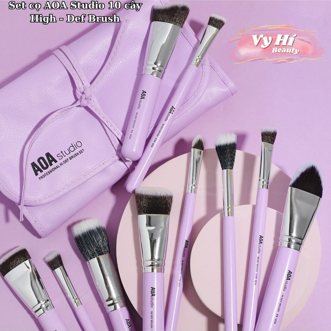 Set cọ AOA Ultraviolet Contour Brush Set 10 cây + túi đựng