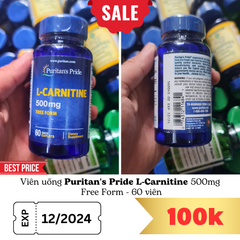 Viên uống Puritan's Pride L-Carnitine 500mg Free Form 60 viên