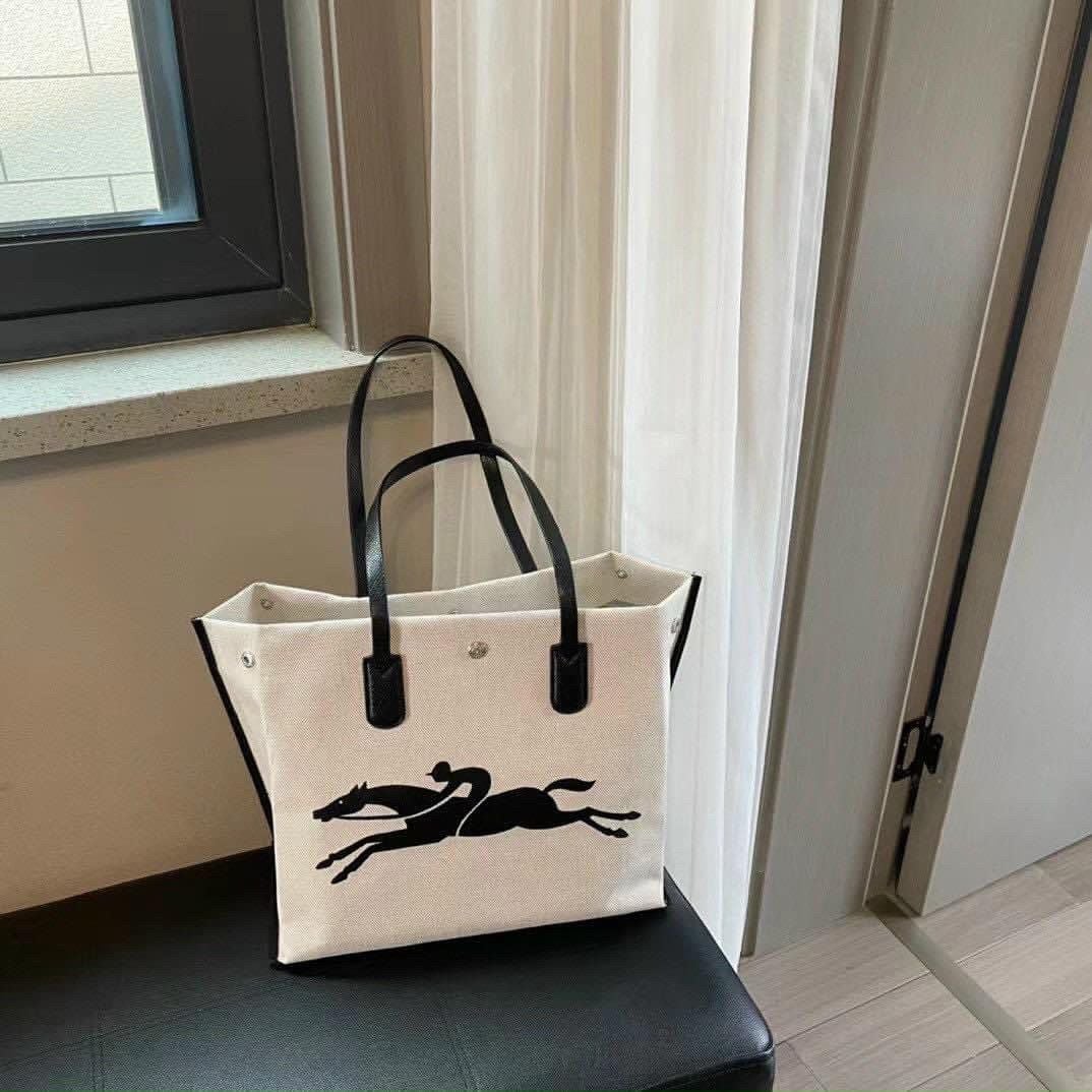 Túi tote Longchamp canvas màu XÁM 50 x 30 x 16.5 cm