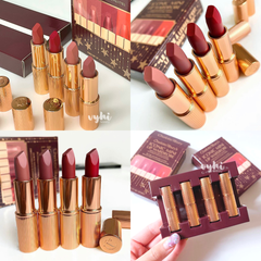 Set son Charlotte Tilbury mini unbox gồm 4 màu Pillow Talk, Pillow Talk 2 Medium, WONS, Red Carpet Red