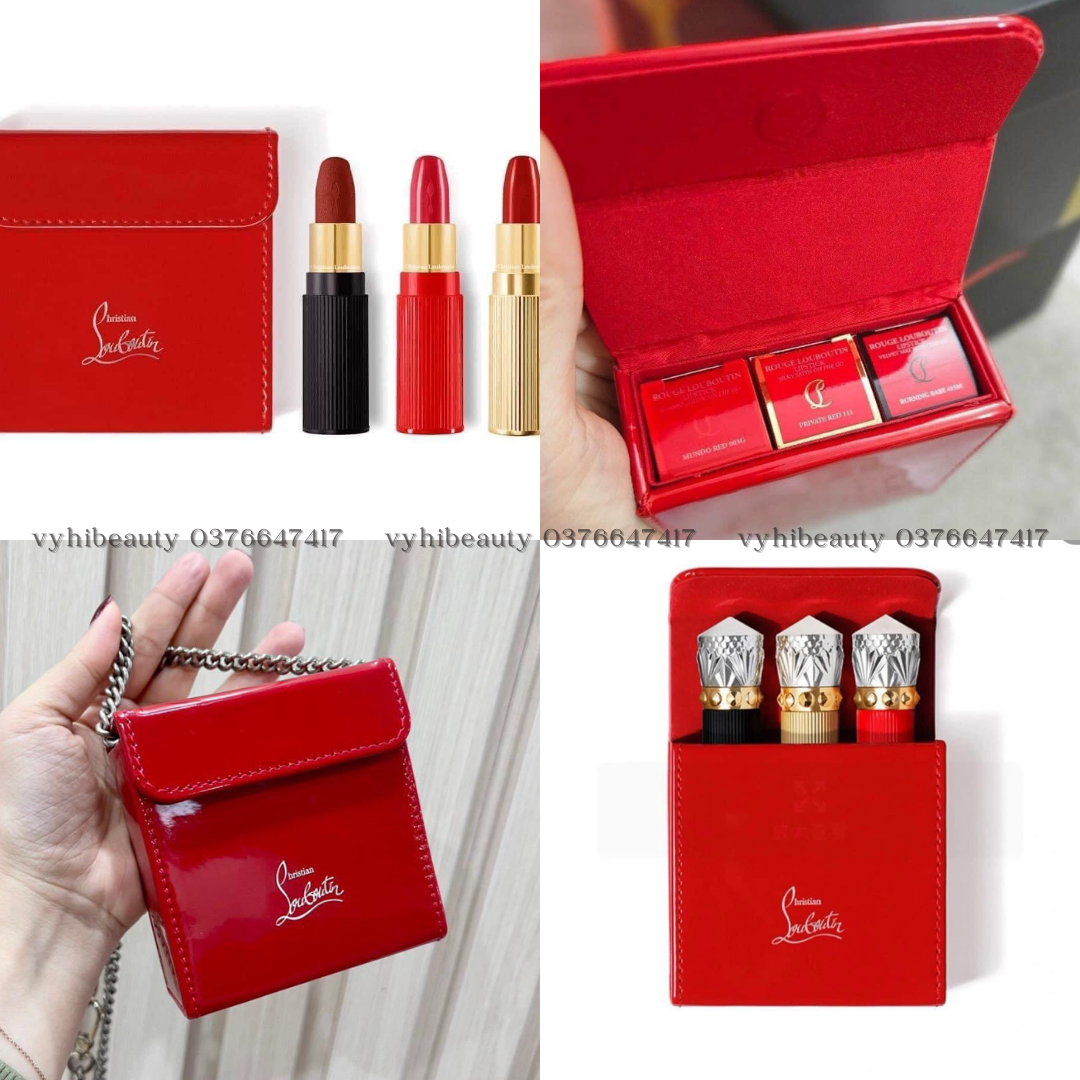 Set son Christian Louboutin On The Go - Les Rouges Burning Babe 415M và Private Red 111 và Mundo Red 003G