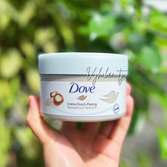 Tẩy da chết Dove Exfoliating Body Polish - tinh chất Macca và sữa gạo 225ml