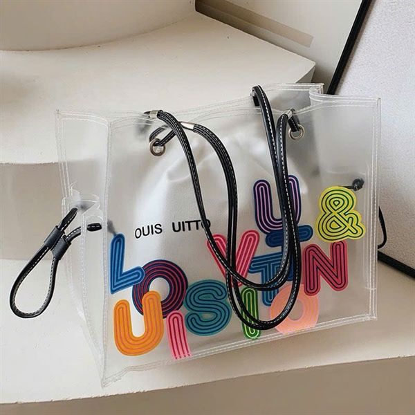 Túi LV nhựa trong kèm túi vải rút 38 x 32cm