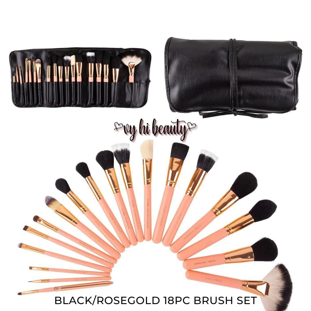 Set cọ BeBella Black Rose Gold 18 cây kèm túi da