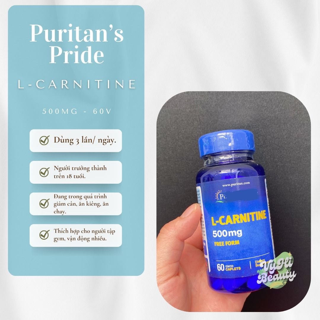 puritan pride l carnitine 500 mg Viên uống Puritan's Pride L-Carnitine 500mg Free Form 60 viên – Vy Hí Beauty