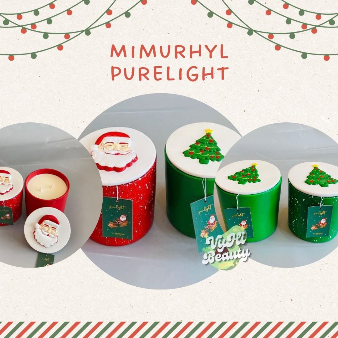 Nến thơm Mimurhyl Purelight Ông già Noel đỏ 2 tim 392g