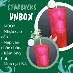Ly Starbucks hồng đậm sọc dọc 710ml