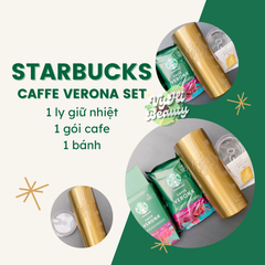 Ly Starbucks Caffe Verona gồm ly vàng 591ml + 1 café Verona 70g + 1 bánh Rustic 20g