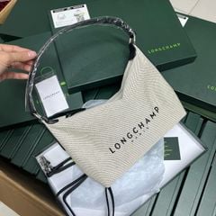 Túi Longchamp Canvas XÁM dây da đen 30 x 8 x 16cm