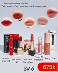 Set 6 - Combo 5 son mini gồm 2 son bóng + 1 son kem + 2 son thỏi YSL