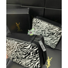 Túi đựng makeup YSL chất liệu da họa tiết ngựa vằn 18.5 x 14.5 x 5.5 cm