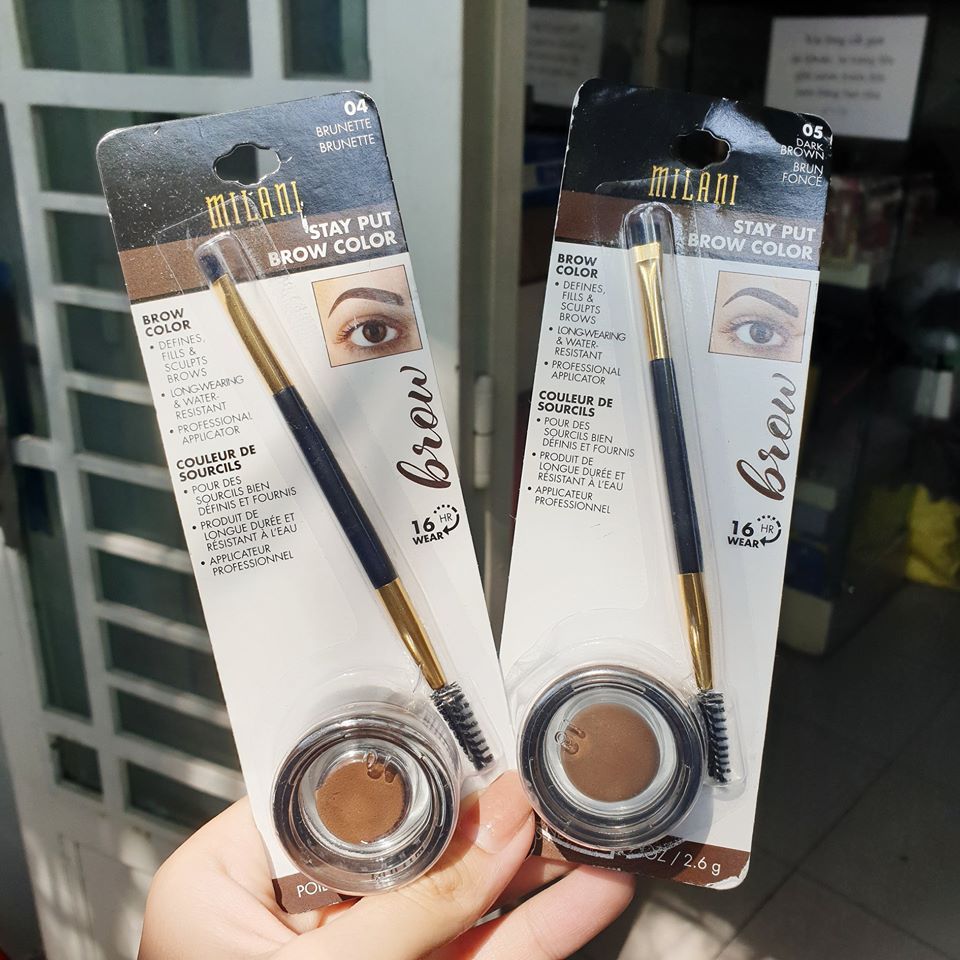 Set gel + cọ kẻ mày Milani Stay Put Brow Color