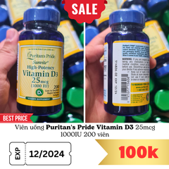 Viên uống Puritan's Pride Vitamin D3 25mcg 1000IU 200 viên