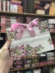 Túi giấy Dior hoạ tiết hoa lan nơ hồng nhạt logo chữ bạc size 19.5 x 14 x 7.5 cm