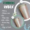 Ly Starbucks The Siren hồng nhạt viền xanh họa tiết chéo 473ml