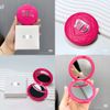 Gương Dior hồng tròn logo bạc 7.5cm