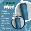 Ly Starbucks The Siren xanh navy nhám họa tiết vuông 710ml