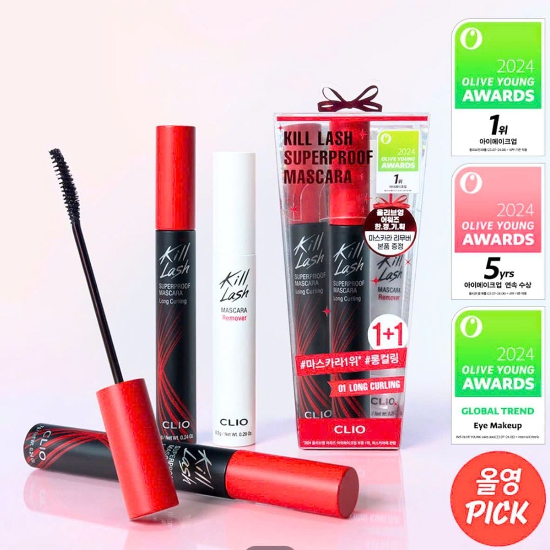 Set Clio gồm 2 mascara + 1 tẩy trang