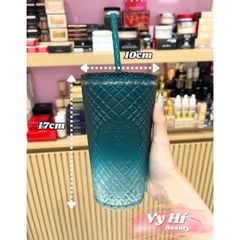 Ly Starbucks Ombre xanh navy họa tiết chéo 473ml