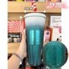 Ly Starbucks xanh lá gai trắng ống hút Christmas 710ml