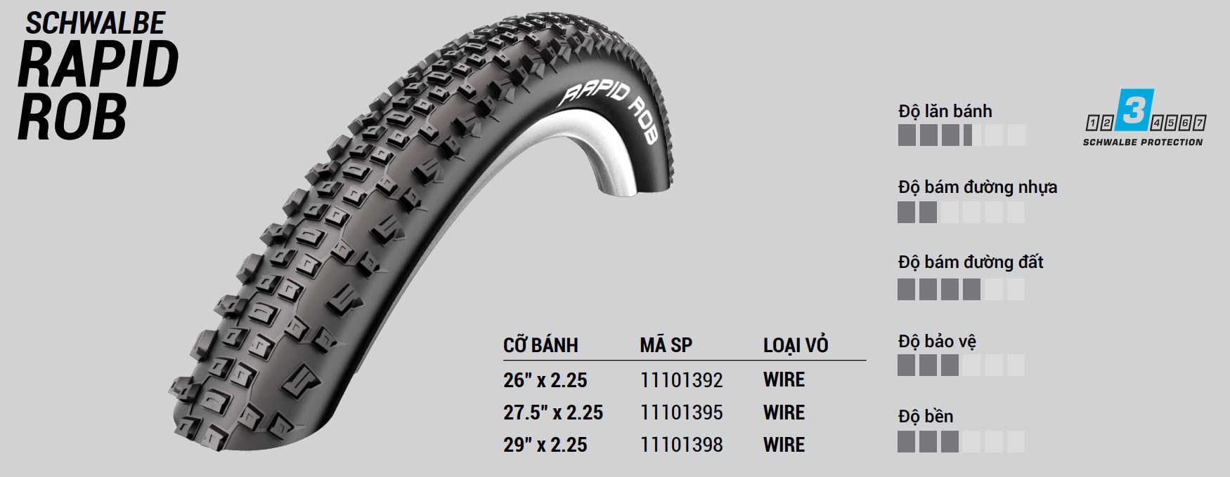  Vỏ xe đạp MTB Schwalbe Rapid Rob 29 x 2.25 