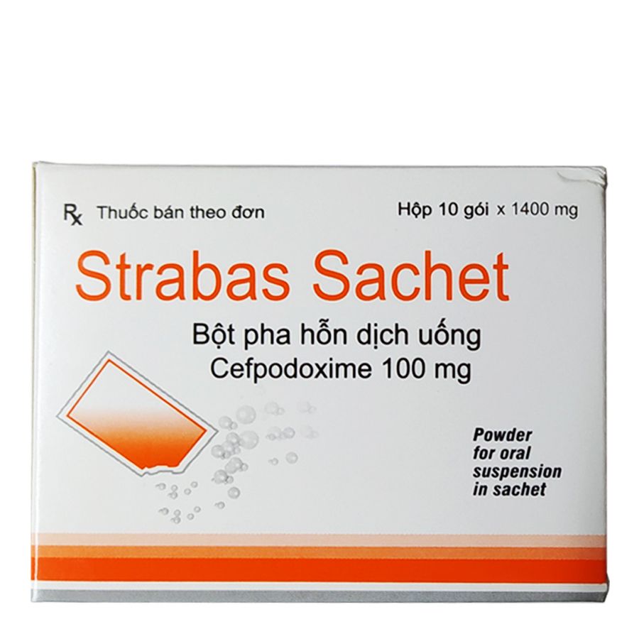  Strabas Cefpodoxime 100mg hộp 10 gói Ấn Độ 
