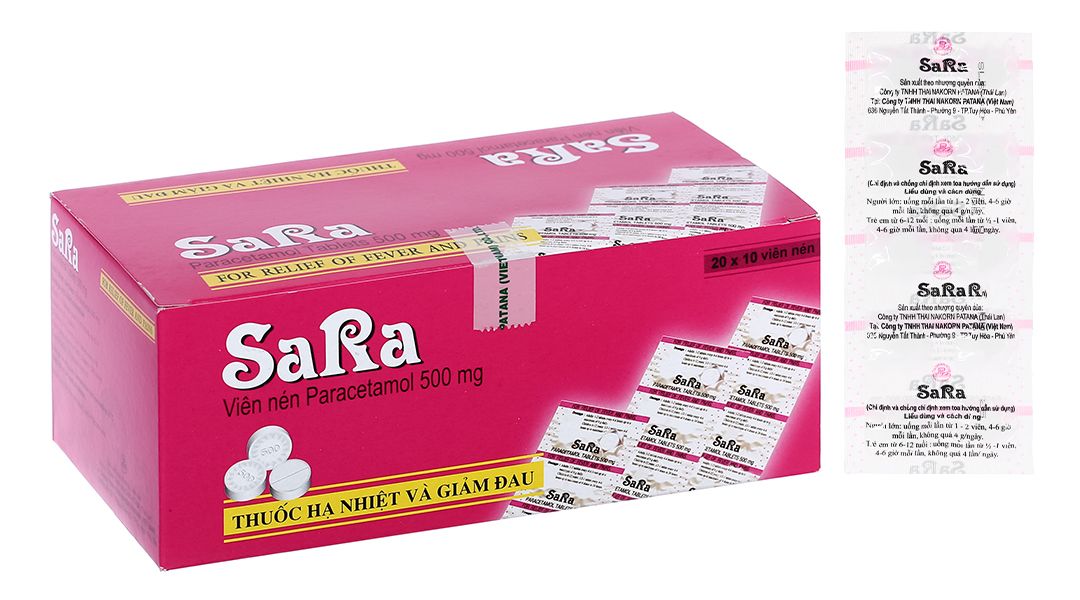  Sara 500mg hộp 20 vỉ * 10 viên 