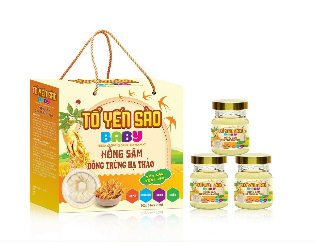  Tổ yến sào Baby hồng sâm hộp 6 lọ * 70ml 