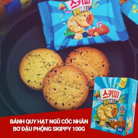 Bánh Quy Hạt Ngũ Cốc Nhân Bơ Đậu Phộng Skippy 100g (Hàn Quốc)