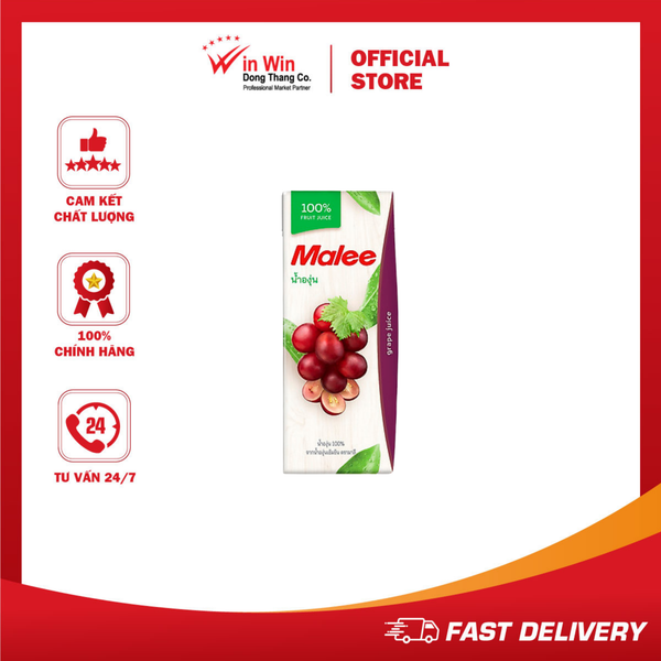 Nước Ép Nho Malee 200ml - Nhập Khẩu Thái Lan | Malee 100% Grape Juice 200ml