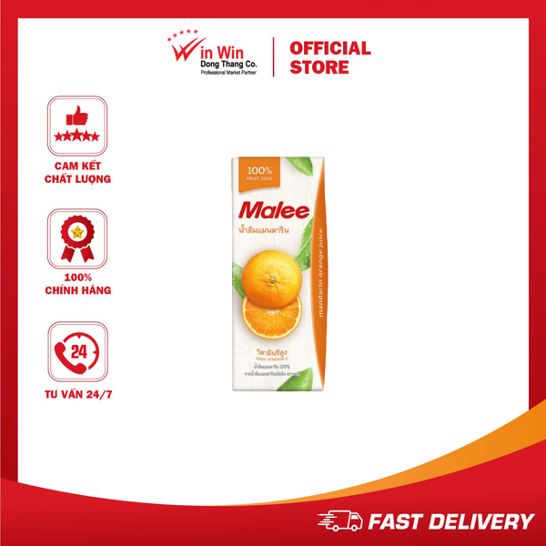 Nước Ép Quýt Malee 200ml - Nhập Khẩu Thái Lan | Malee 100% Mandarine Orange Juice 200ml