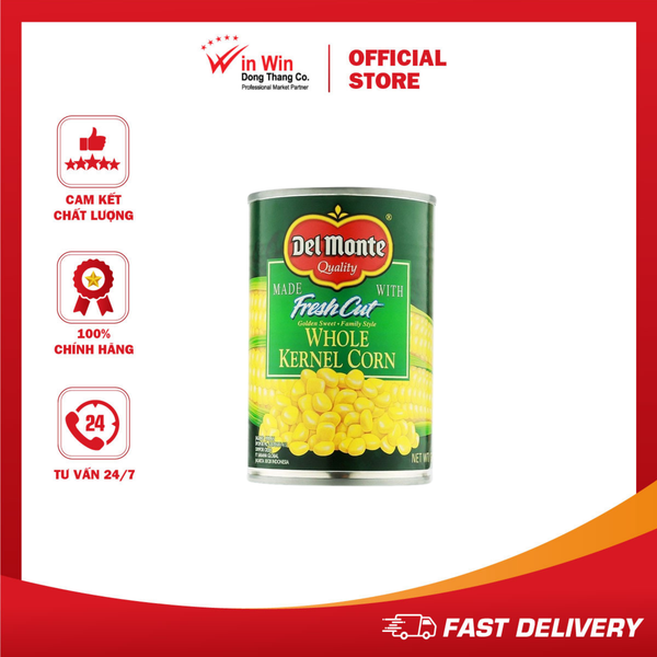 Bắp Hạt Đóng Hộp Del Monte 420g - Thương Hiệu Mỹ, SX Thái Lan | Del Monte Whole Kernel Corn 420g