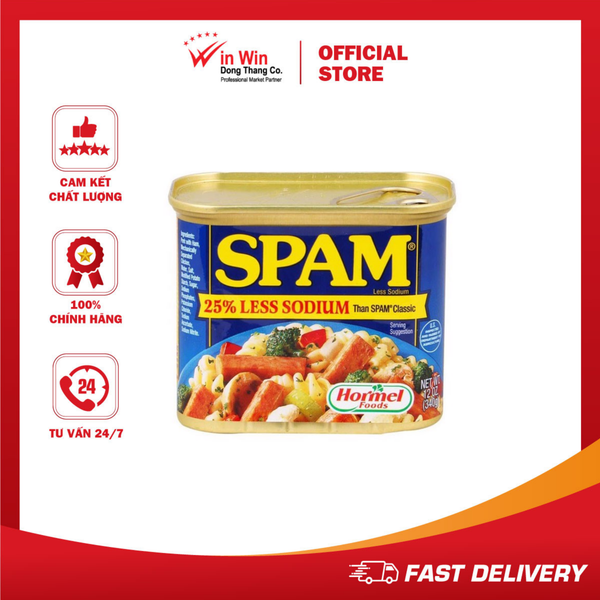 Thịt Hộp SPAM Giảm Mặn 340g - Nhập Khẩu Mỹ | Hormel SPAM Less Sodium 340g