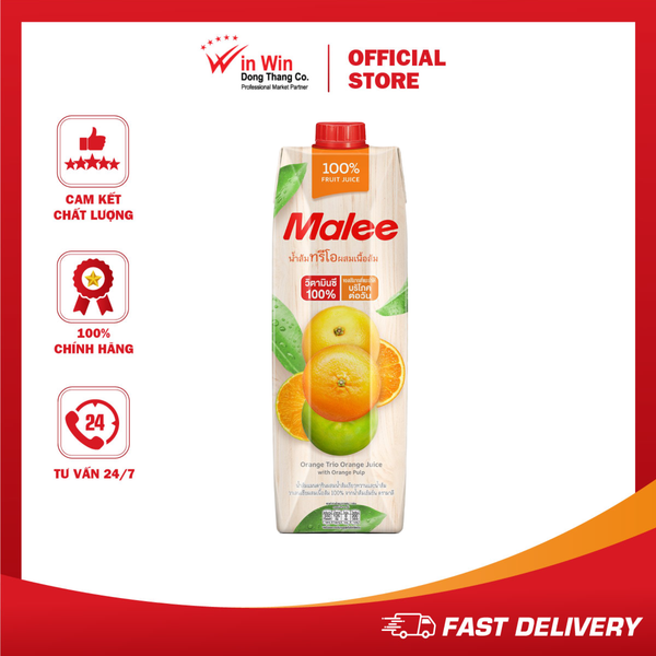 Nước Ép Cam Hỗn Hợp Có Tép Cam Malee 1L - Nhập Khẩu Thái Lan | Malee 100% Orange Trio Orange Juice with Orange Pulp 1L